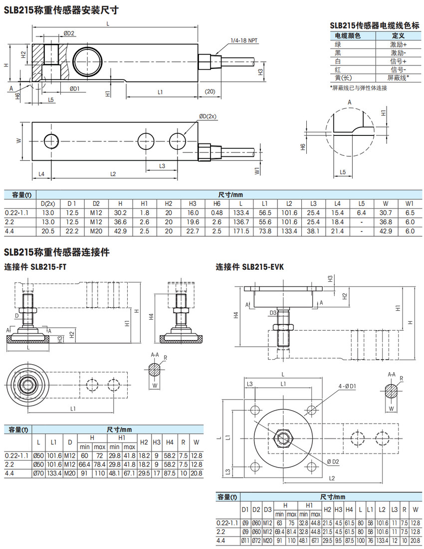 SLB215稱重傳感器安裝尺寸